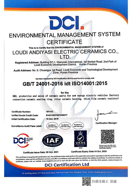 Chiny Hunan Antaeus New Materials Co., LTD Certyfikaty